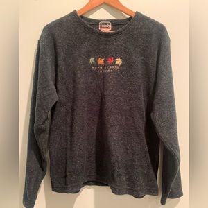 🏷️ Vintage Cozy Fundy Nova Scotia Maple Leaf Green Pullover Large L